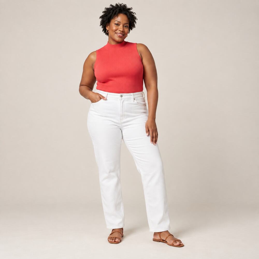 J.CREW Jeans WMNS 33 Plus White Classic Straight Stretch Denim Modern Preppy